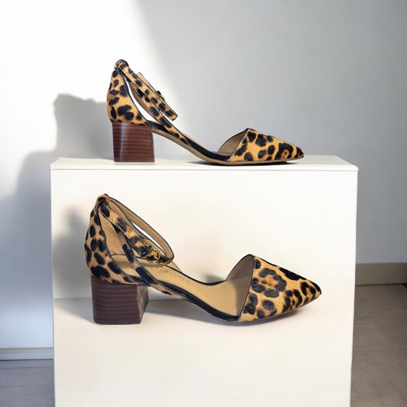 Gibson Latimer Calf Hair Leopard Block Heel Shoes | Size 6.5M | Ankle Strap - Picture 8 of 9
